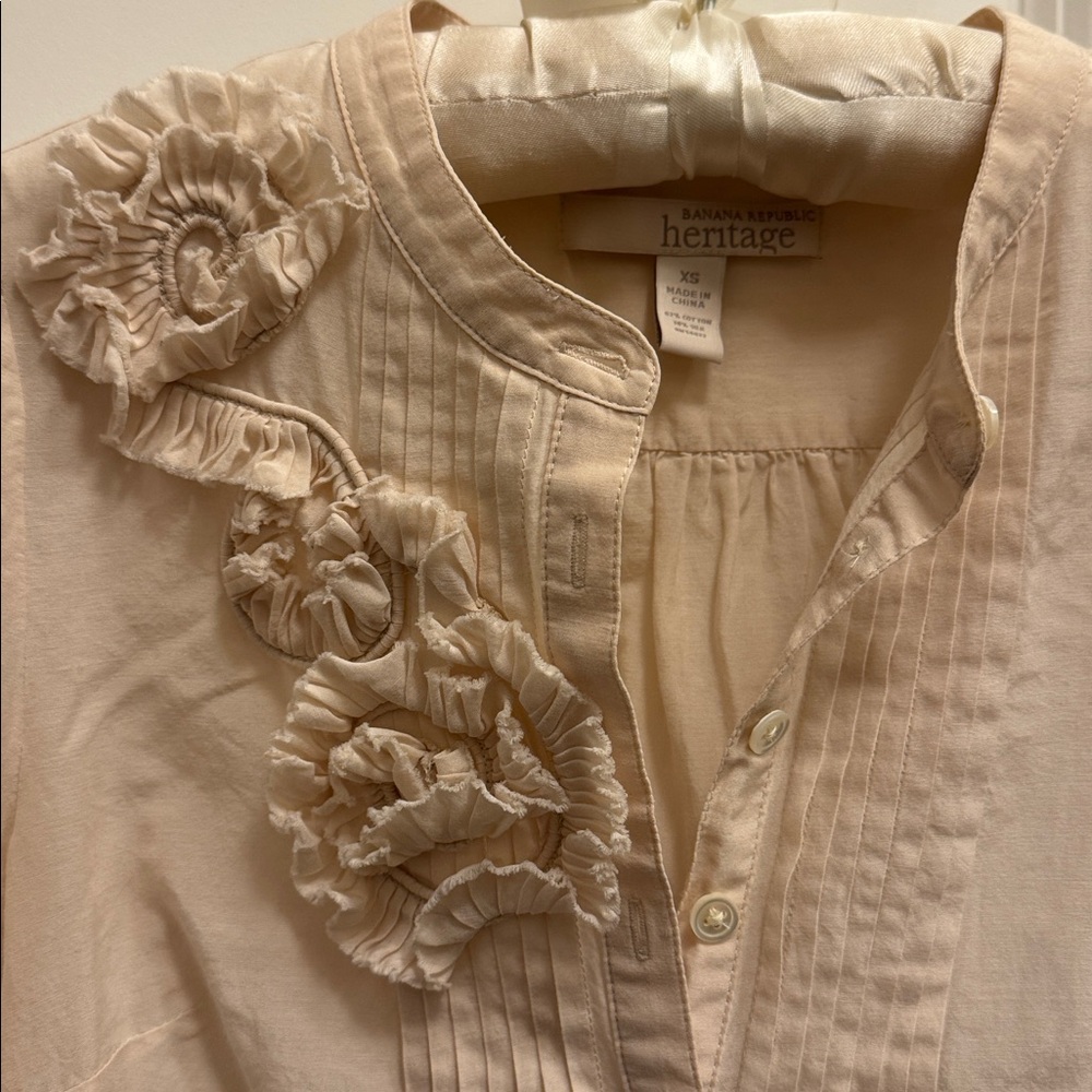 Banana Republic silk-cotton boho 3/4 sleeve Heritage Popover, Size XS - Picture 6 of 8